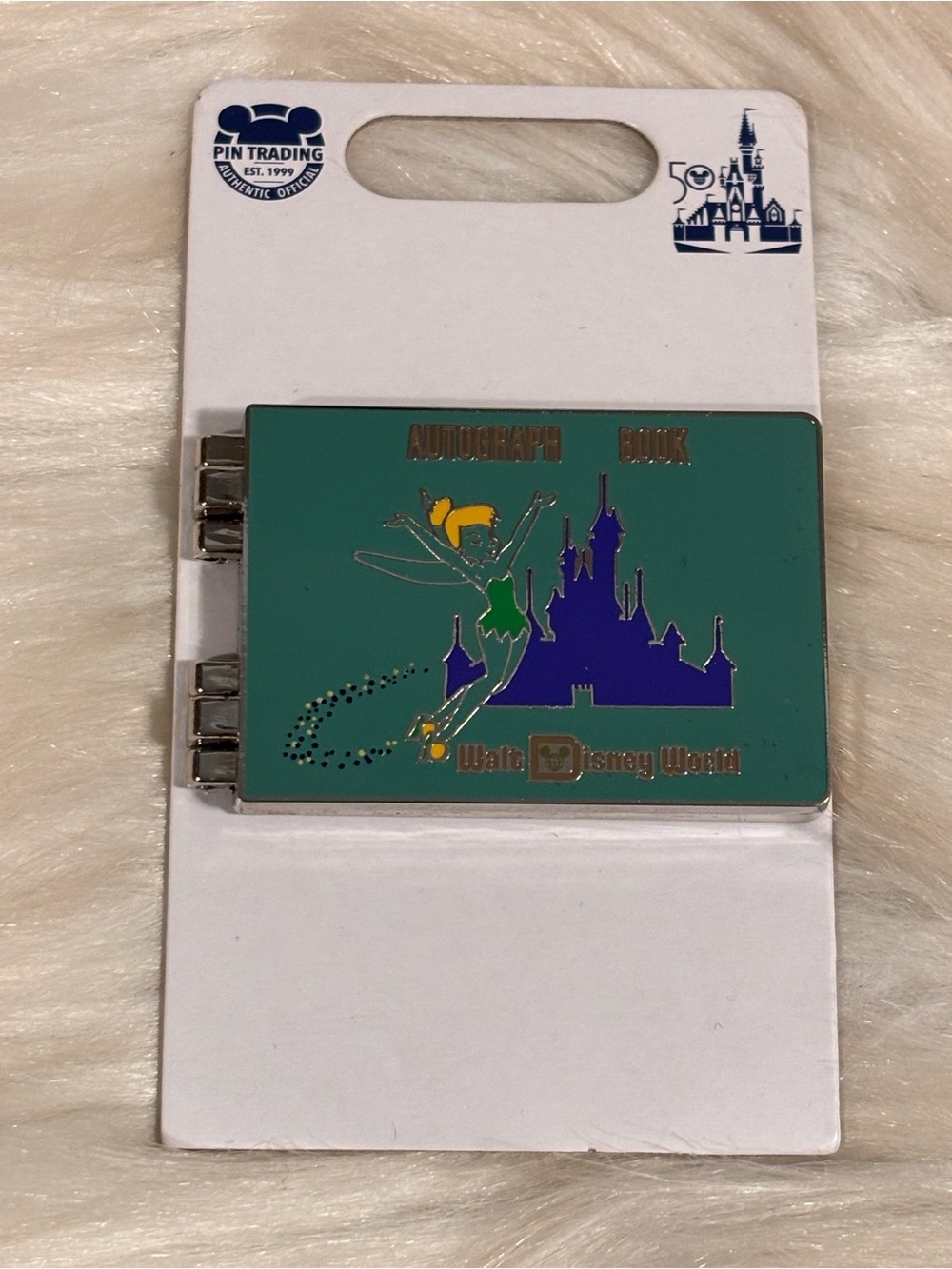 Tinker Bell Autograph Book Hinged Pin – Walt Disney World 50th Anniversary New
